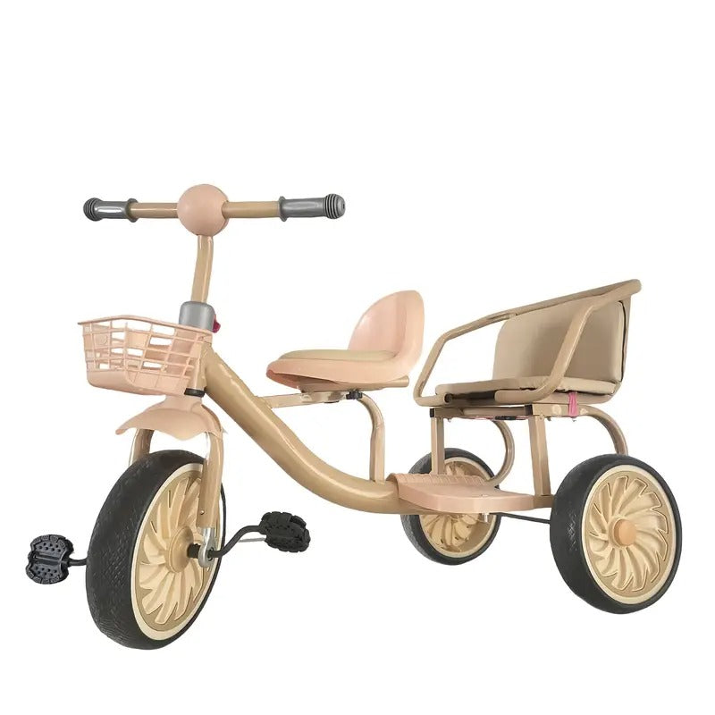 Kids Double Tricycle Pedal Push Ride-On Cart Rocking & Spring Riding Toys - Tophatter Daily Deals
