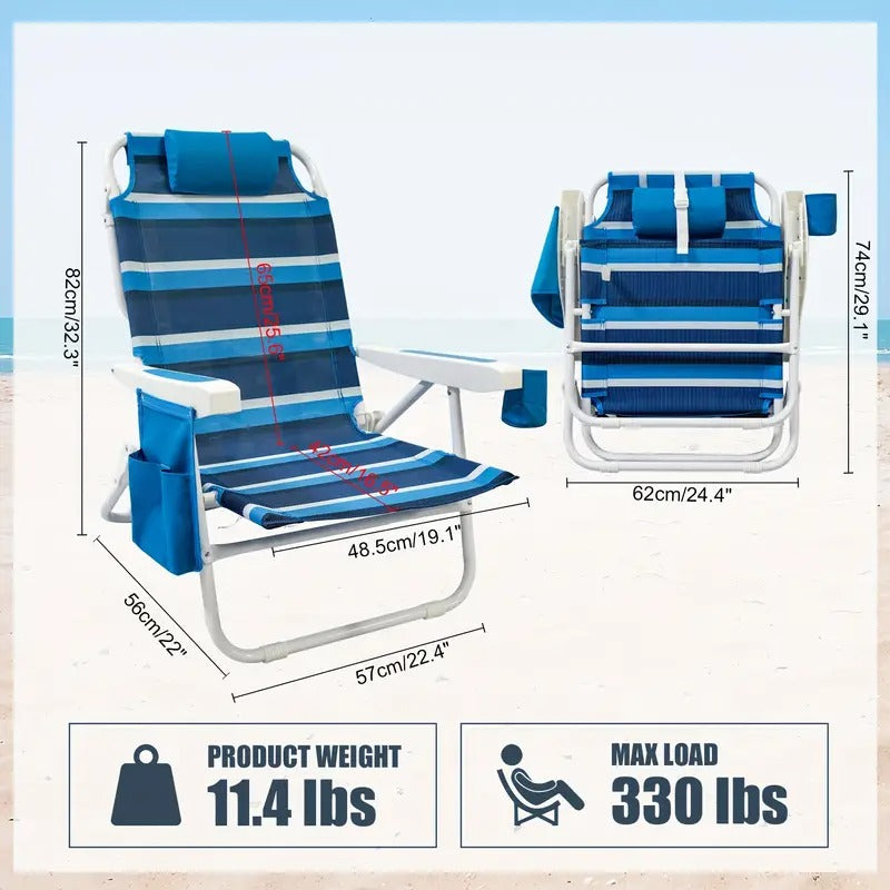 Foldable Beach Lounge Chairs with Backrest (2pcs) Outdoor Chairs - Tophatter Daily Deals