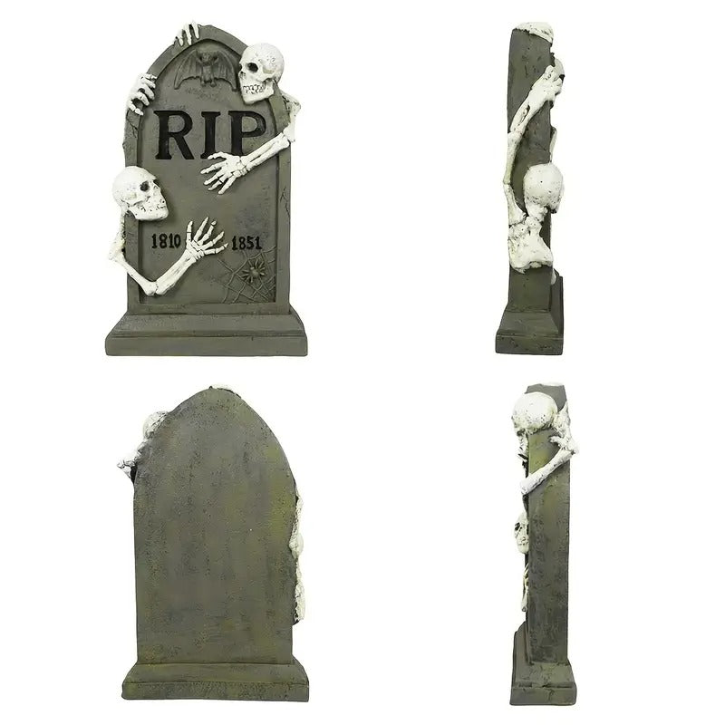 Tombstone 3D Gothic with Skeleton Base Decor Halloween - Tophatter Daily Deals
