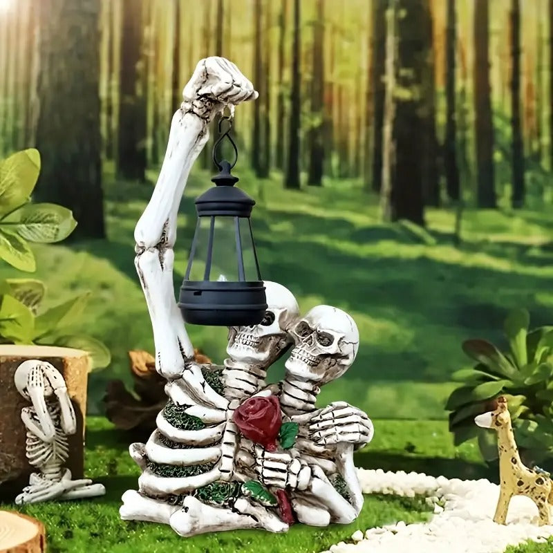 Solar Couple Skull Lantern Statue Halloween - Tophatter Daily Deals