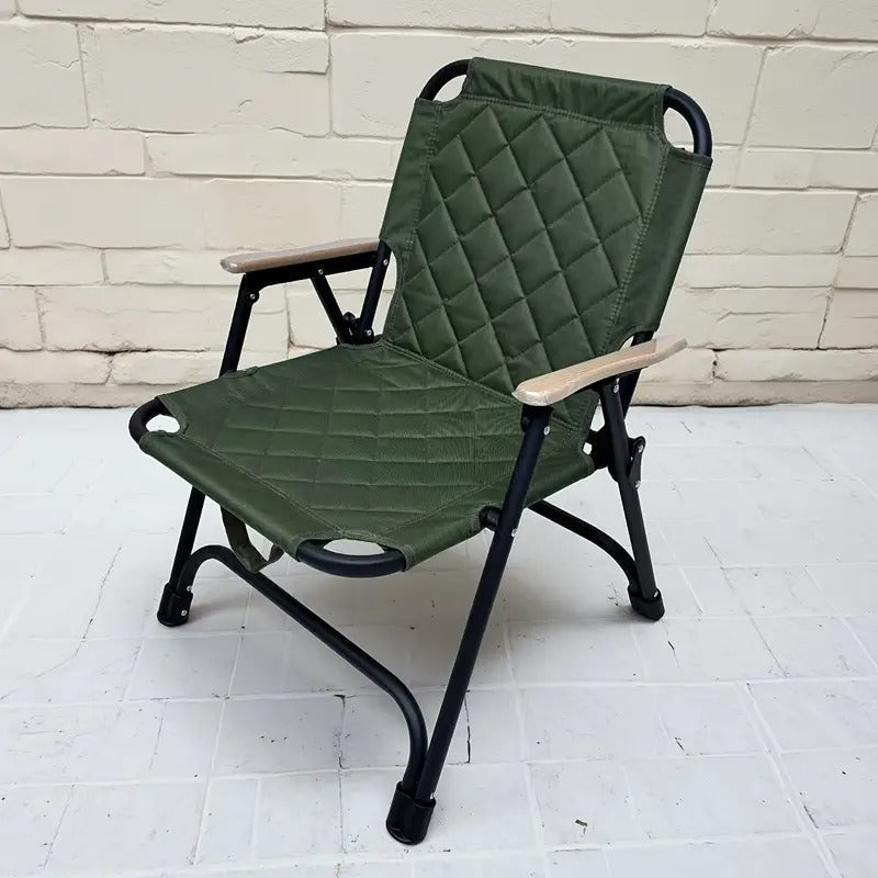 Oak Folding Armchair with Stainless Steel Frame Outdoor Chairs - Tophatter Daily Deals