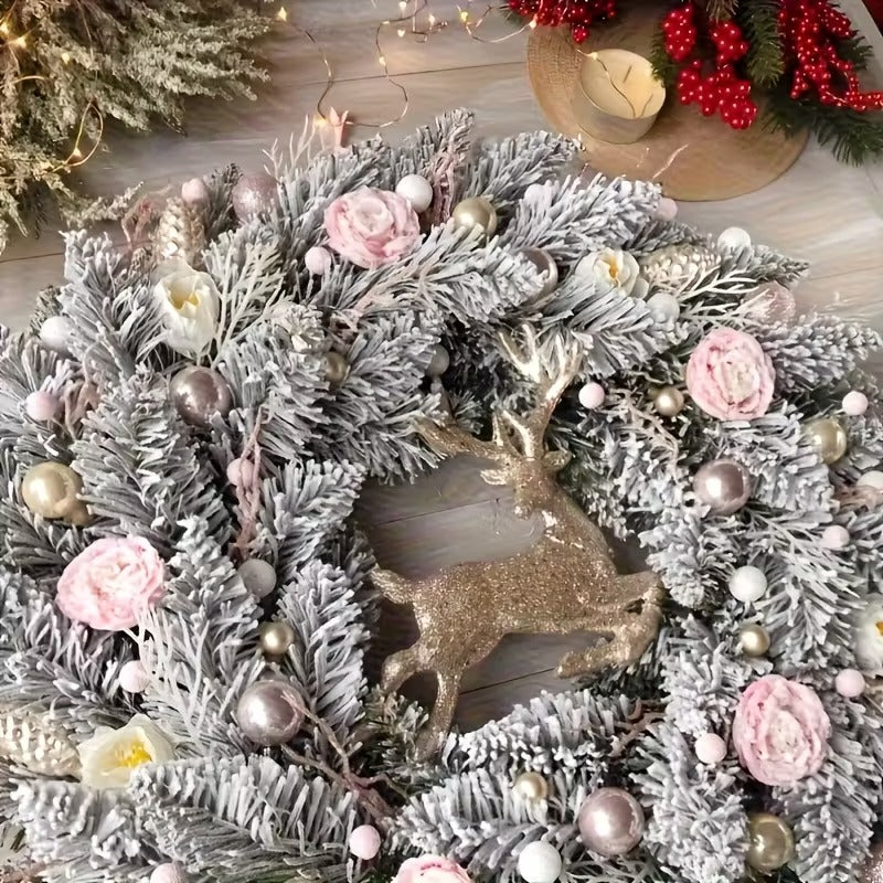 Pink & Gold Christmas Wreath for Door - Tophatter Daily Deals