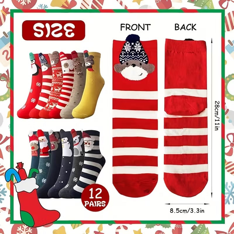 Classic Cotton Christmas Stockings (12 Pairs) Christmas - Tophatter Daily Deals