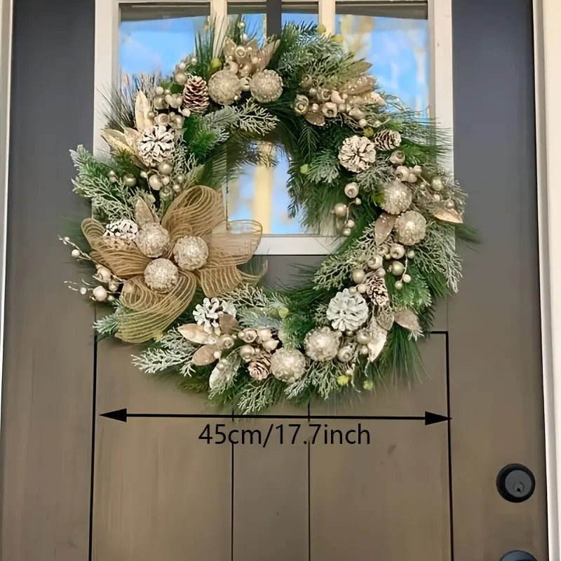 Silver Frost Christmas Wreath with Pine Branches Christmas - Tophatter Daily Deals