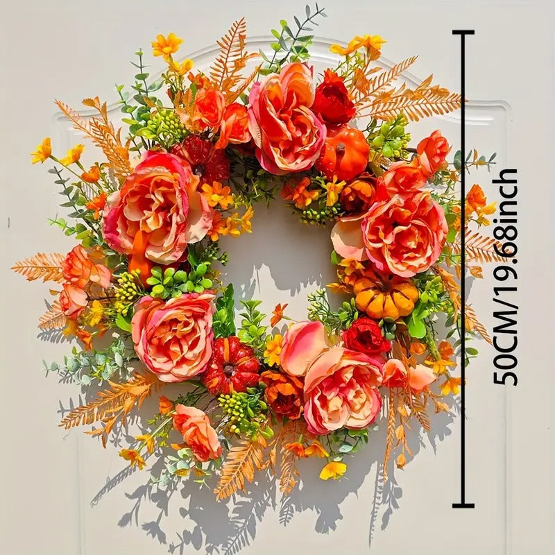 Pumpkin & Peony Halloween Wreath Halloween - Tophatter Daily Deals