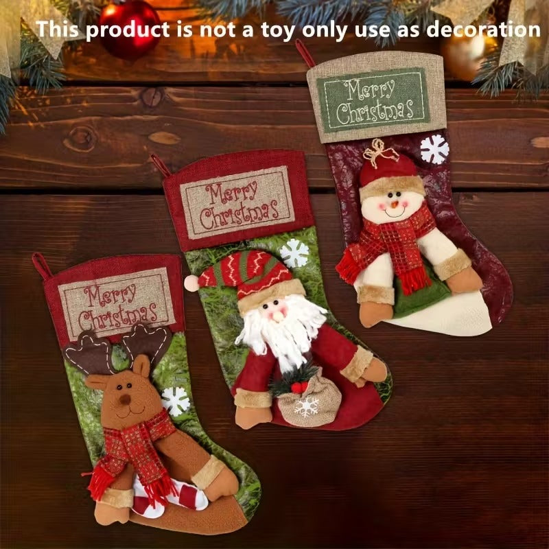 Christmas Stockings Polyester Hanging Decorations (3 pcs) Christmas - Tophatter Daily Deals