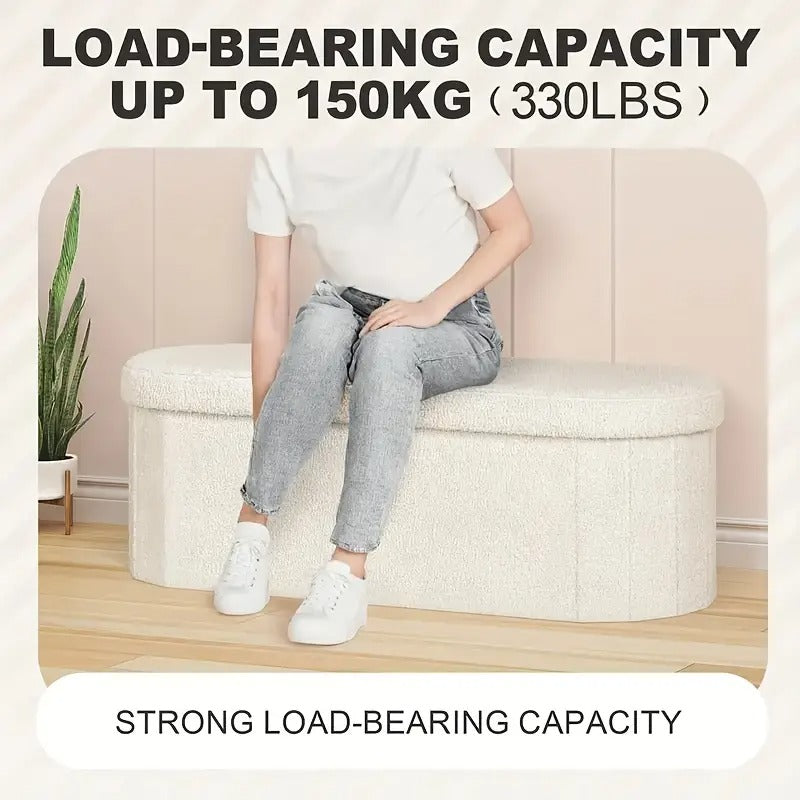 Oval Folding Footstool with Storage Furniture > Living Room > Ottomans & Footstools - Tophatter Daily Deals