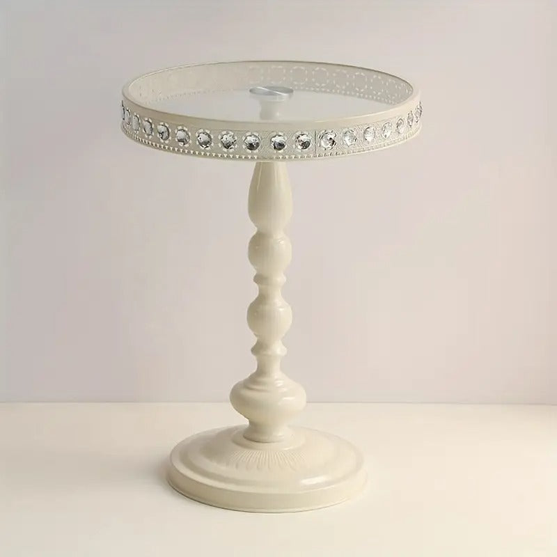 Corner Table Round Minimalist Side Table (White + Lace) End & Side Tables - Tophatter Daily Deals