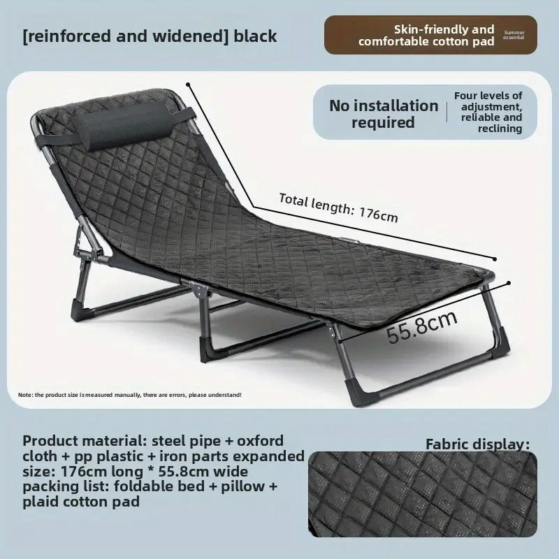Foldable Oxford Cloth Sun Lounger with Headrest Sun Loungers - Tophatter Daily Deals