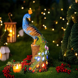 Solar Peacock Resin Statue Light for Garden Decor Lawn Ornaments & Garden Sculptures - Tophatter Daily Deals