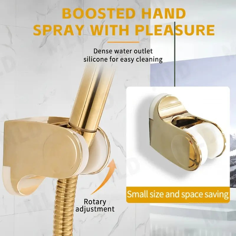 Golden Rainfall Shower Head Handheld Combo Set Shower Accessories - Tophatter Daily Deals