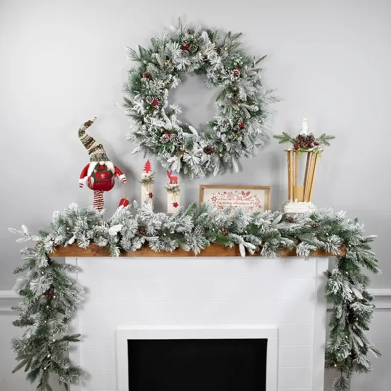 Christmas Wreath with Snowy Pine Cones Christmas - Tophatter Daily Deals