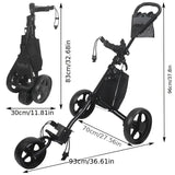 Quick-Fold 3-Wheel Golf Push Cart Black Sports & Fitness > Golf > Golf Accessories - Tophatter Daily Deals