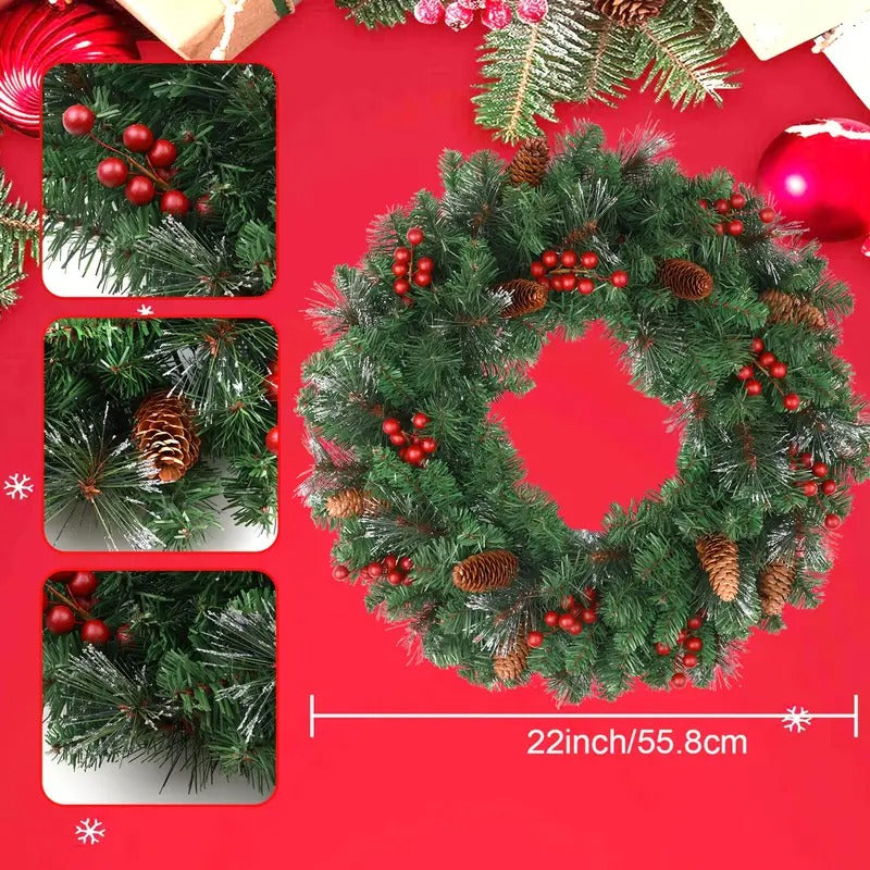 Classic Christmas Wreath with Pine Cones and Berries Christmas - Tophatter Daily Deals