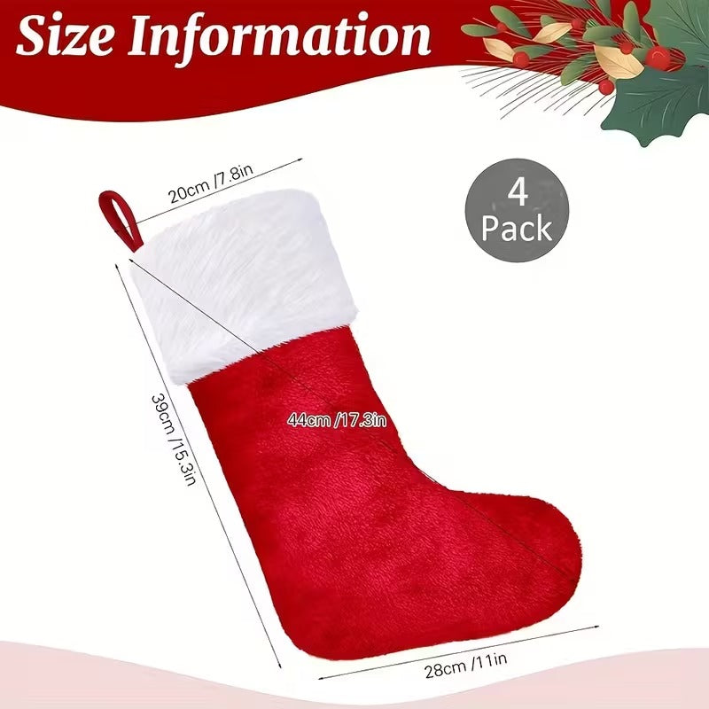 Classic Christmas Stockings Polyester Velvet Tube Socks (4pc) Christmas - Tophatter Daily Deals