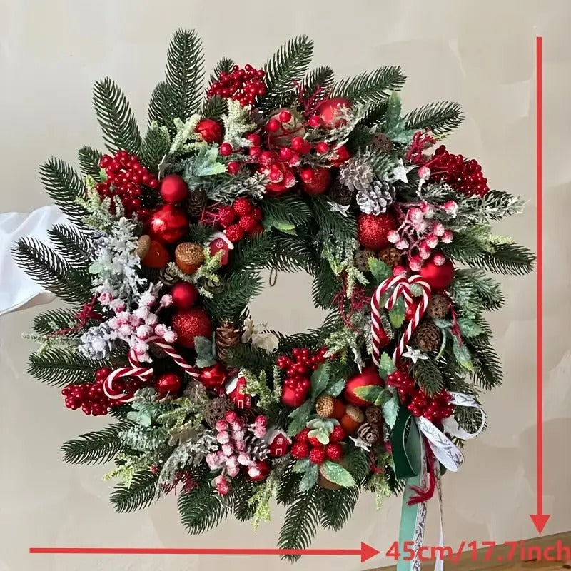 Christmas Wreath with Red Berries and Pine Cones Christmas - Tophatter Daily Deals