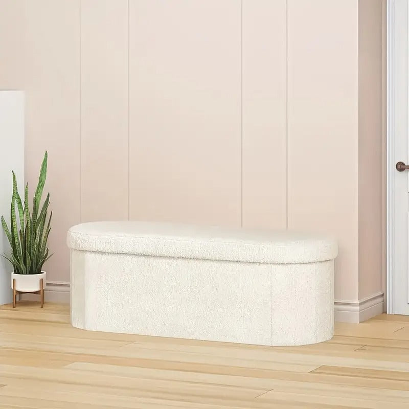 Oval Folding Footstool with Storage Furniture > Living Room > Ottomans & Footstools - Tophatter Daily Deals