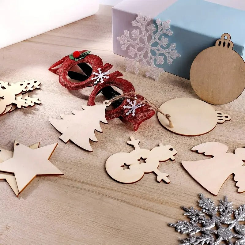 DIY Wooden Christmas Tree Ornaments Craft Set (60pcs) Christmas - Tophatter Daily Deals