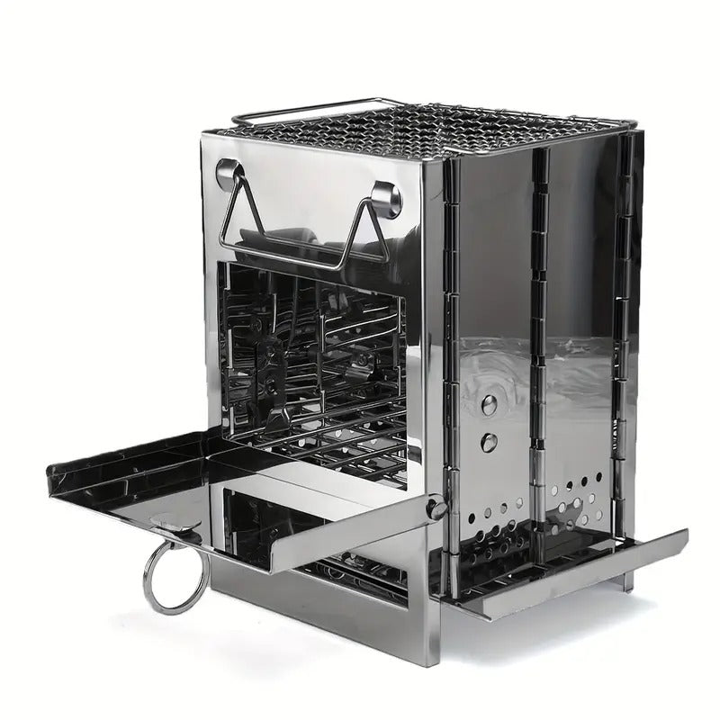 Folding Grill Mini BBQ Firewood Stove Outdoor Grills - Tophatter Daily Deals