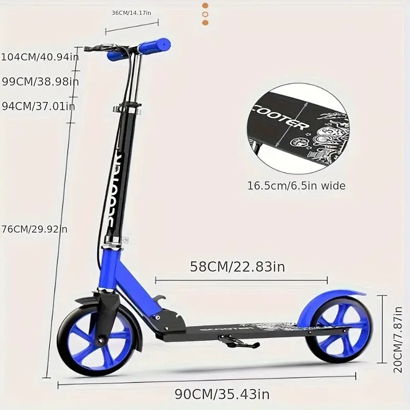 Adult Foldable Kick Scooter with Hand Brake Riding Scooters - Tophatter Daily Deals