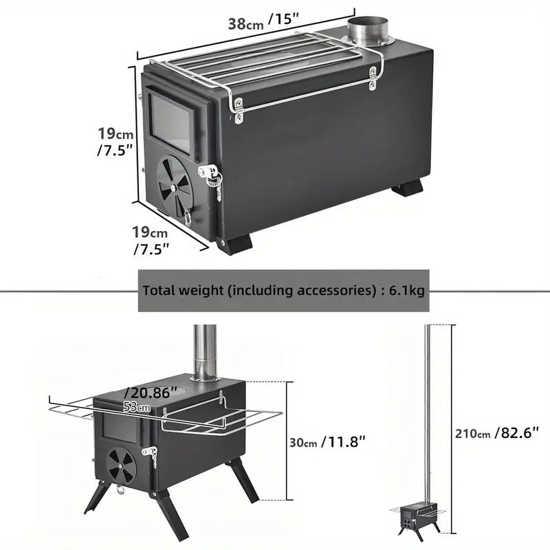 Portable Foldable Wood Stove with 7 Chimneys Outdoor Grills - Tophatter Daily Deals
