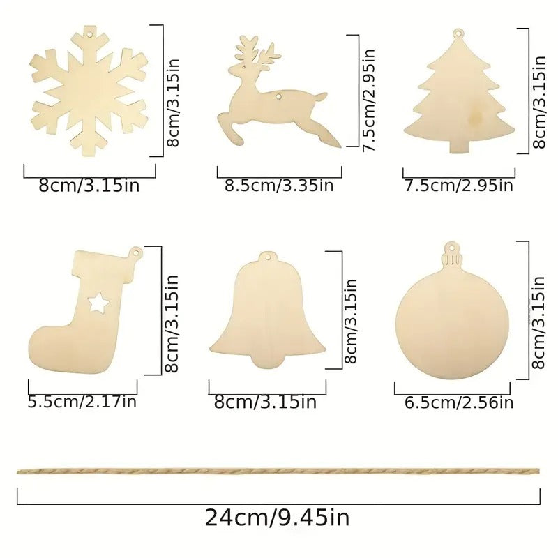DIY Wooden Christmas Tree Ornaments Craft Set (60pcs) Christmas - Tophatter Daily Deals