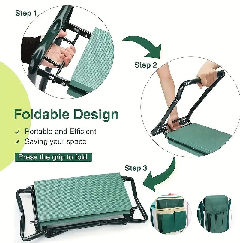 Foldable Garden Kneeler with Tool Bags (3pcs) Gardening Accessories - Tophatter Daily Deals