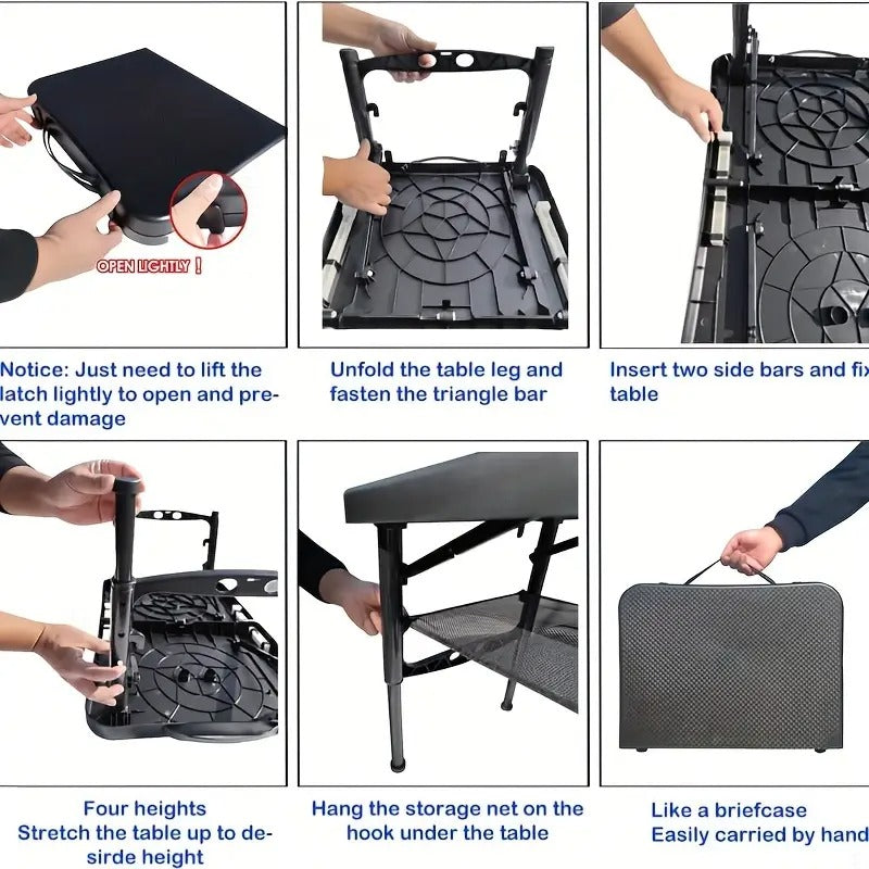Adjustable Folding Camping Table with Storage Mesh Camping & Hiking - Tophatter Daily Deals