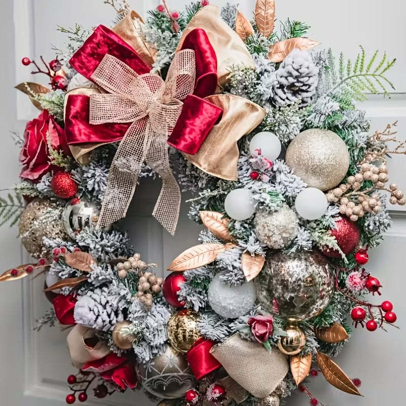 Red & Gold Christmas Wreath - Tophatter Daily Deals