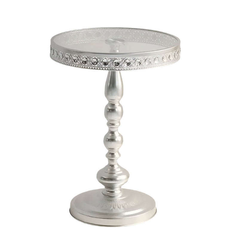 Corner Table Round Minimalist Side Table (Silvery + Lace) End & Side Tables - Tophatter Daily Deals