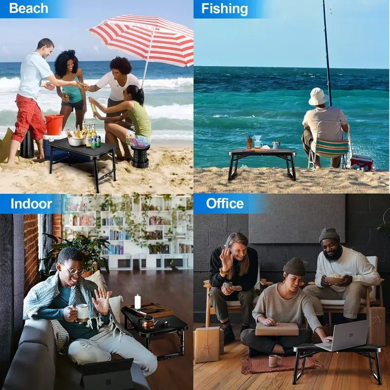 Retractable Folding Table and Adjustable Stool Set Outdoor Recreation > Camping > Camp Furniture - Tophatter Daily Deals