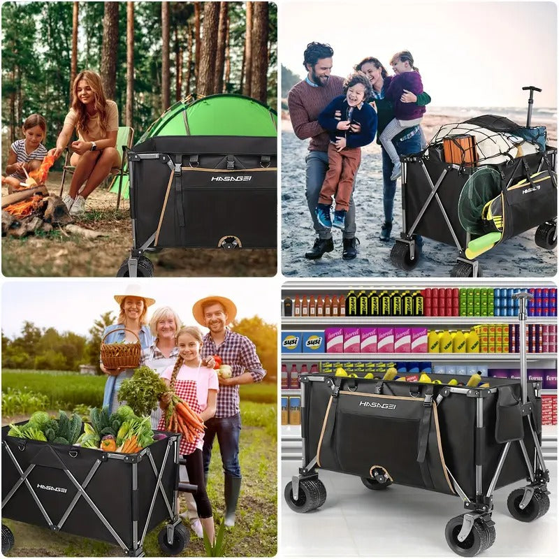 Folding Utility Wagon with Large Wheels Outdoor Recreation > Camping > Camp Furniture - Tophatter Daily Deals
