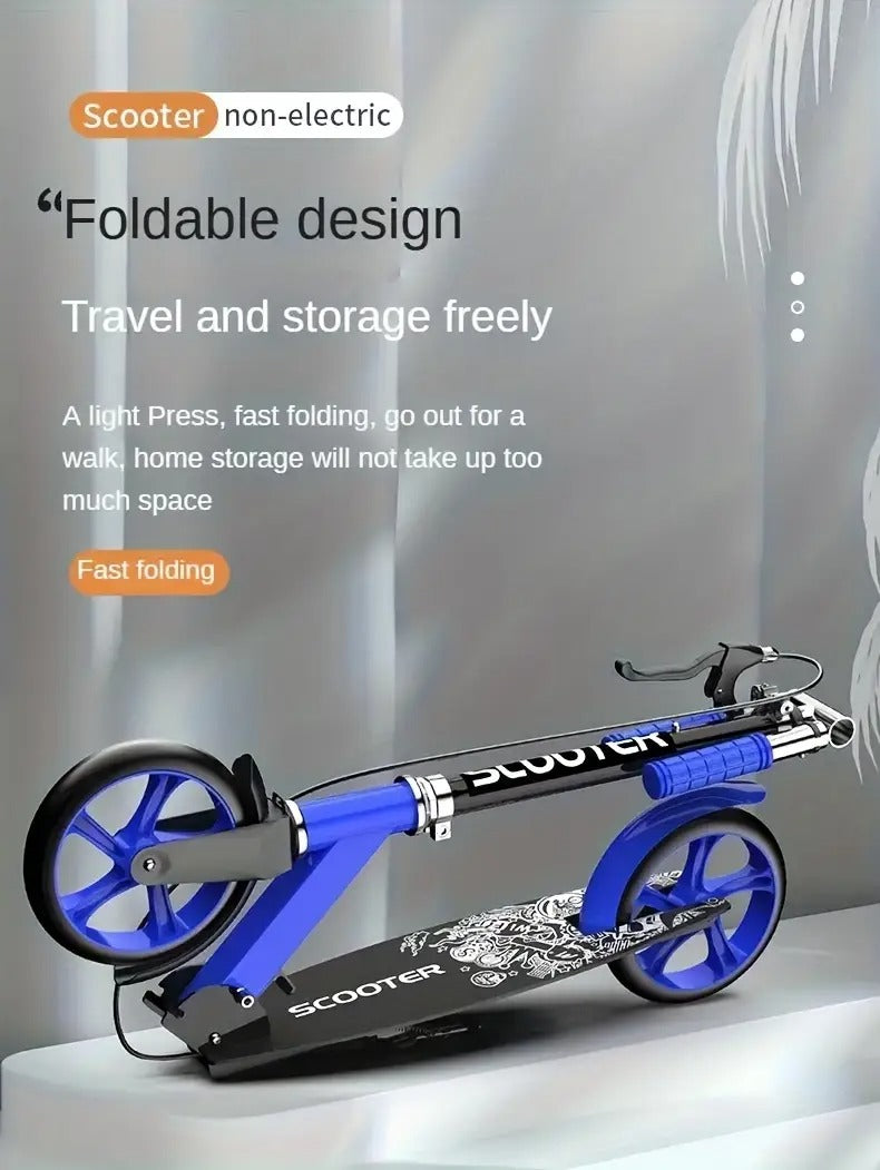 Adult Foldable Kick Scooter with Hand Brake Riding Scooters - Tophatter Daily Deals