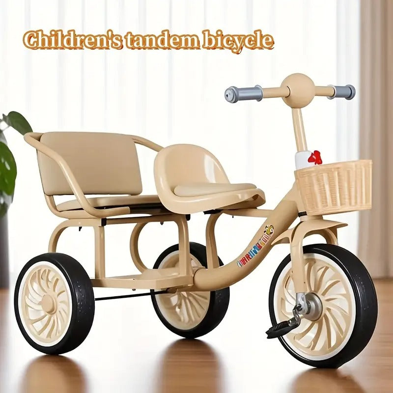 Kids Double Tricycle Pedal Push Ride-On Cart Rocking & Spring Riding Toys - Tophatter Daily Deals