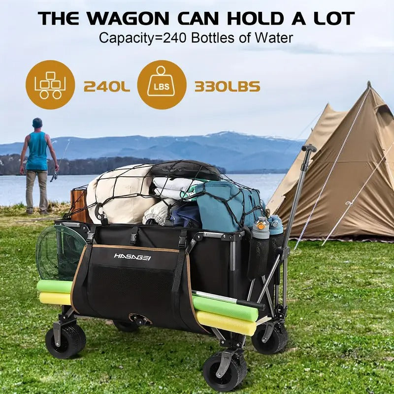 Folding Utility Wagon with Large Wheels Outdoor Recreation > Camping > Camp Furniture - Tophatter Daily Deals