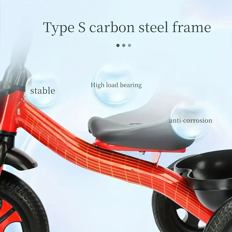 3-Wheel Kids Red Tricycle Stainless Steel Bike Rocking & Spring Riding Toys - Tophatter Daily Deals