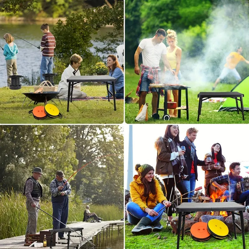 Retractable Folding Table and Adjustable Stool Set Outdoor Recreation > Camping > Camp Furniture - Tophatter Daily Deals
