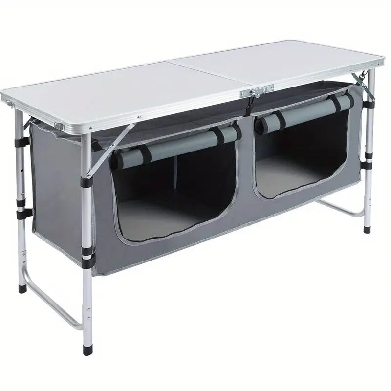 Folding Aluminum Table with Storage Cabinet Folding Tables - Tophatter Daily Deals