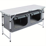Folding Aluminum Table with Storage Cabinet Folding Tables - Tophatter Daily Deals