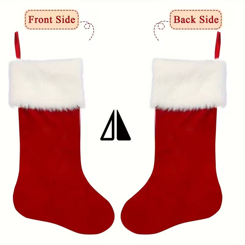 Classic Christmas Stockings Polyester Velvet Tube Socks (4pc) Christmas - Tophatter Daily Deals