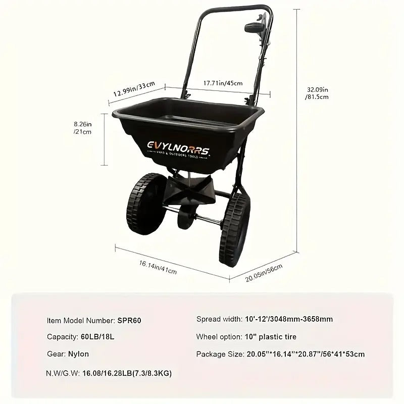 Broadcast Seed Spreader Walk-Behind Fertilizer Gardening Tools - Tophatter Daily Deals
