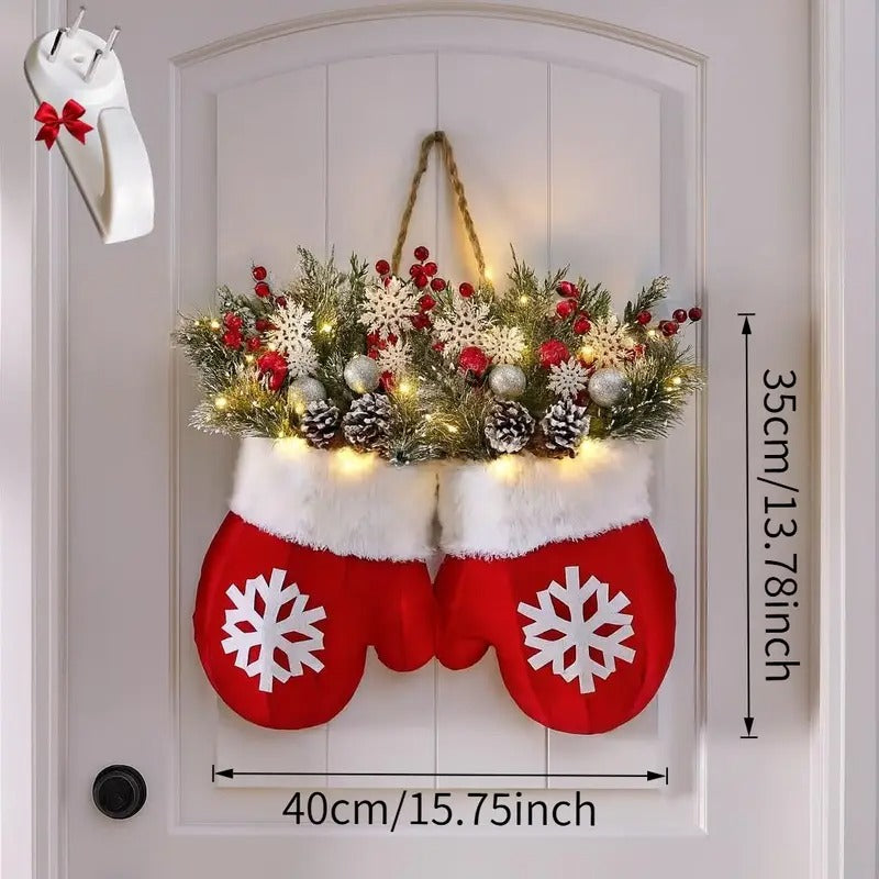 Christmas Wreath with Red Berries & Snowflake Design Christmas - Tophatter Daily Deals