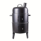 Charcoal BBQ Smoker Cast Iron Grill with Lid Outdoor Grills - Tophatter Daily Deals