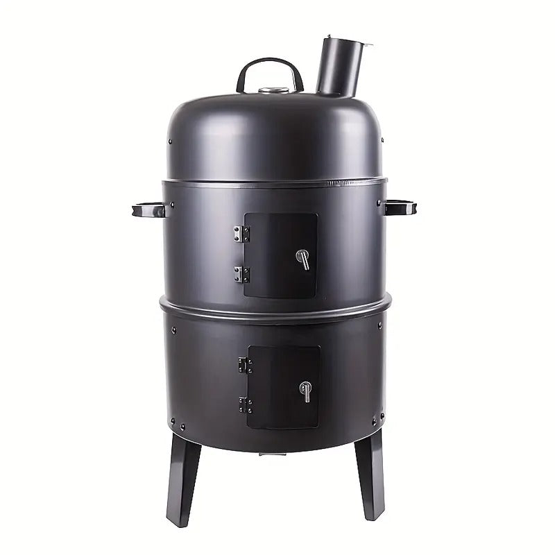 Charcoal BBQ Smoker Cast Iron Grill with Lid Outdoor Grills - Tophatter Daily Deals