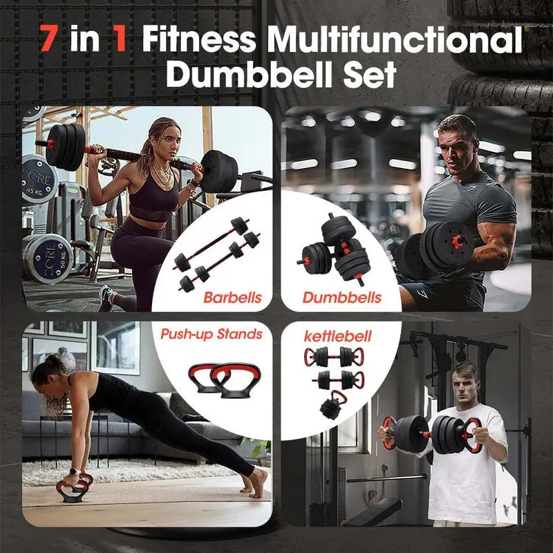 7-in-1 Adjustable Dumbbell and Barbell Weight Set Sports & Fitness > Exercise, Gym & Fitness > Free Weights - Tophatter Daily Deals
