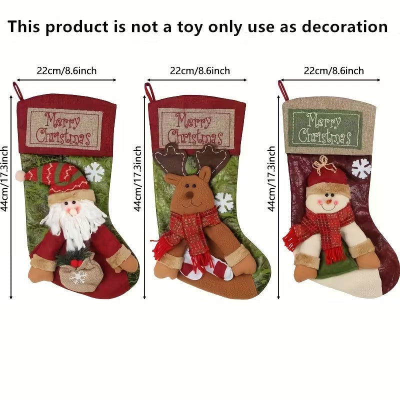 Christmas Stockings Polyester Hanging Decorations (3 pcs) Christmas - Tophatter Daily Deals