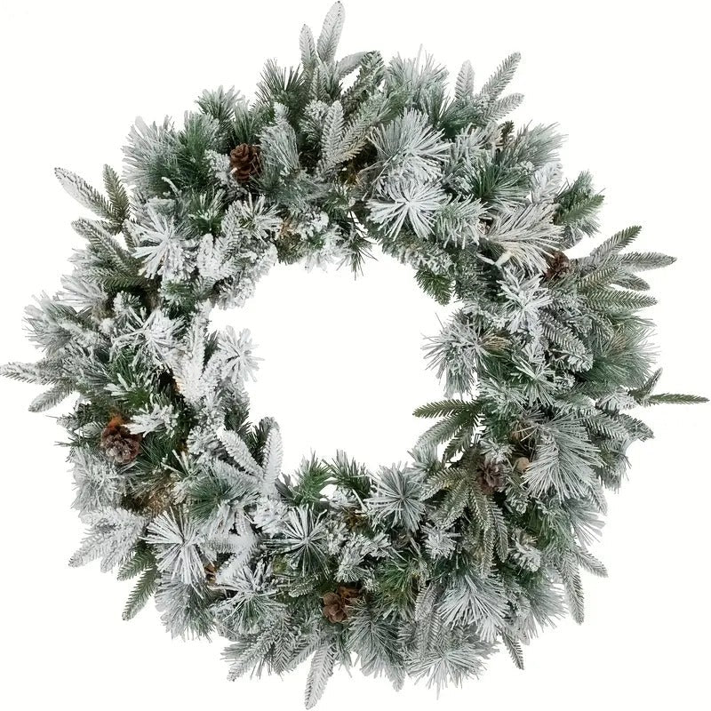 Christmas Wreath with Snowy Pine Cones Christmas - Tophatter Daily Deals