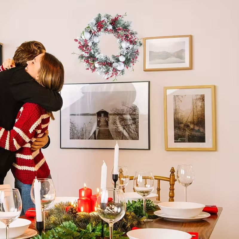 Artificial Christmas Wreath Green with Red Berries Christmas - Tophatter Daily Deals