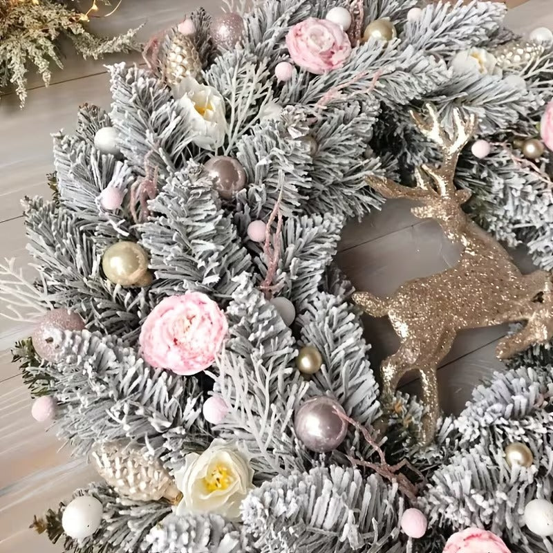 Pink & Gold Christmas Wreath for Door - Tophatter Daily Deals