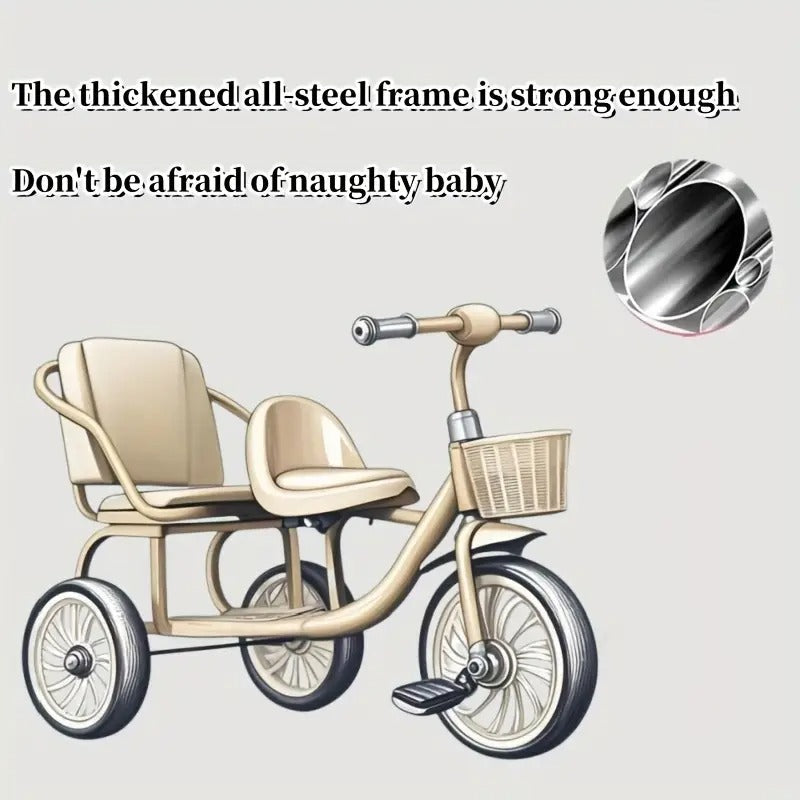 Kids Double Tricycle Pedal Push Ride-On Cart Rocking & Spring Riding Toys - Tophatter Daily Deals
